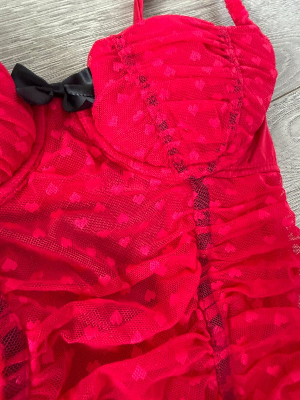 Victoria’s Secret Sexy Little Things Pink Heart Mesh Bustier Babydoll 34B - Picture 4 of 15